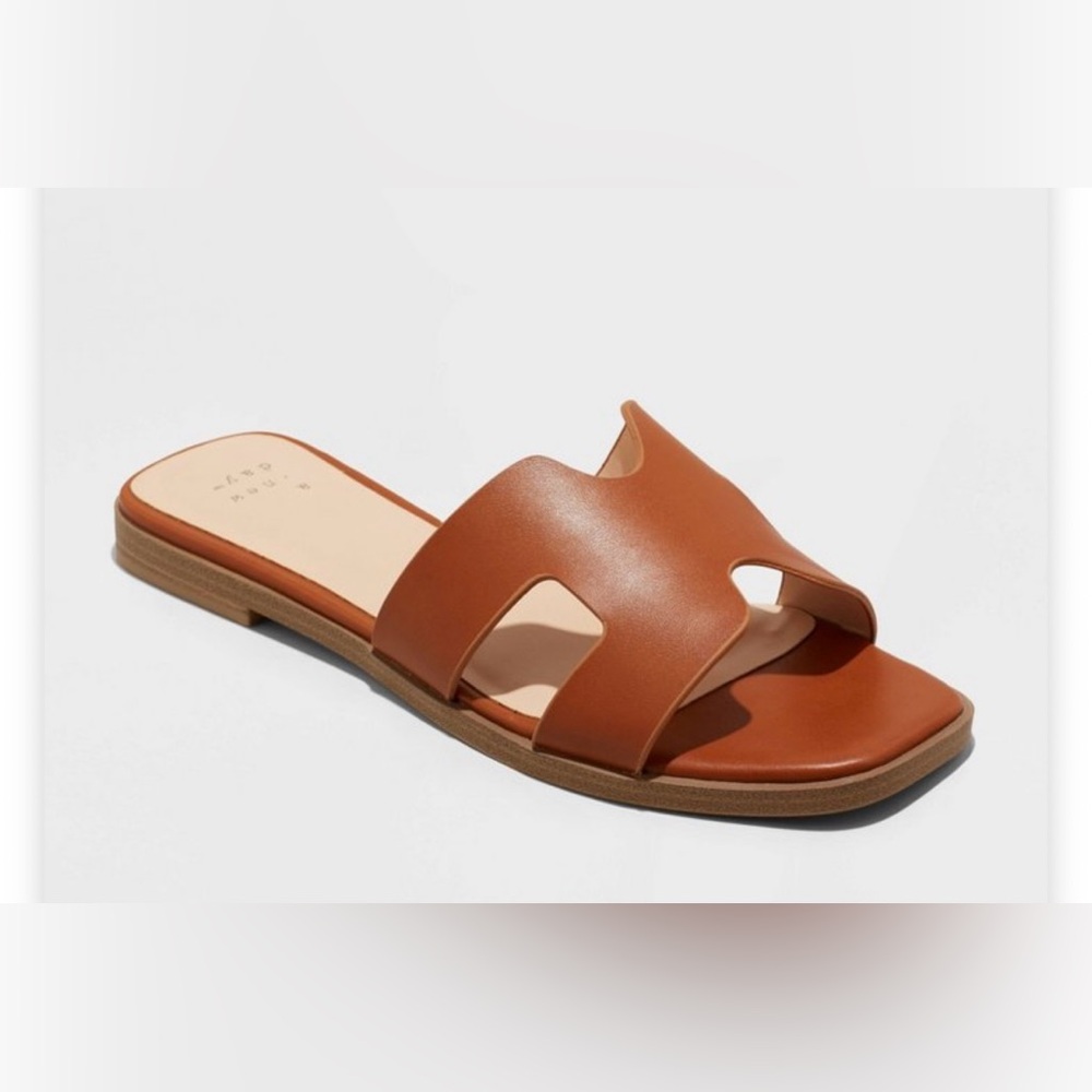 Women’s NINA Slide Sandals A NEW DAY Size 7 NWT! Cognac